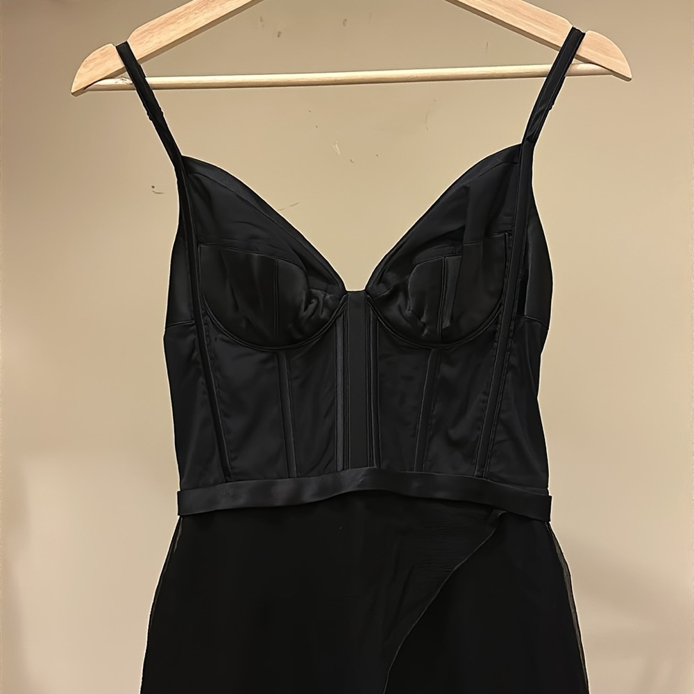 New Nina Ricci silk runway corset bustier slit mesh semisheer maxi dress gown - Picture 11 of 16